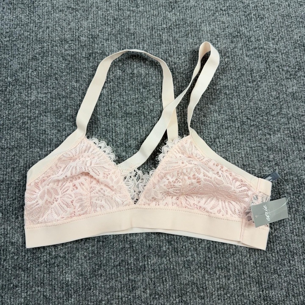 Aerie Bralette Womens Small Pink Floral Lace Wireless Lined Pullover 2184-133